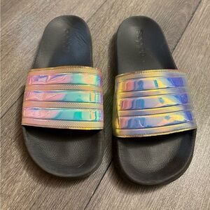 Adidas metallic slides